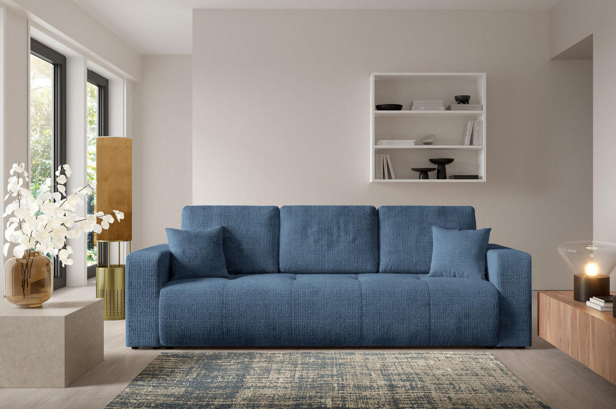 SCHLAFSOFA mit Bettkasten Blau - Blau, Textil (244/70/92cm) - Furnisell