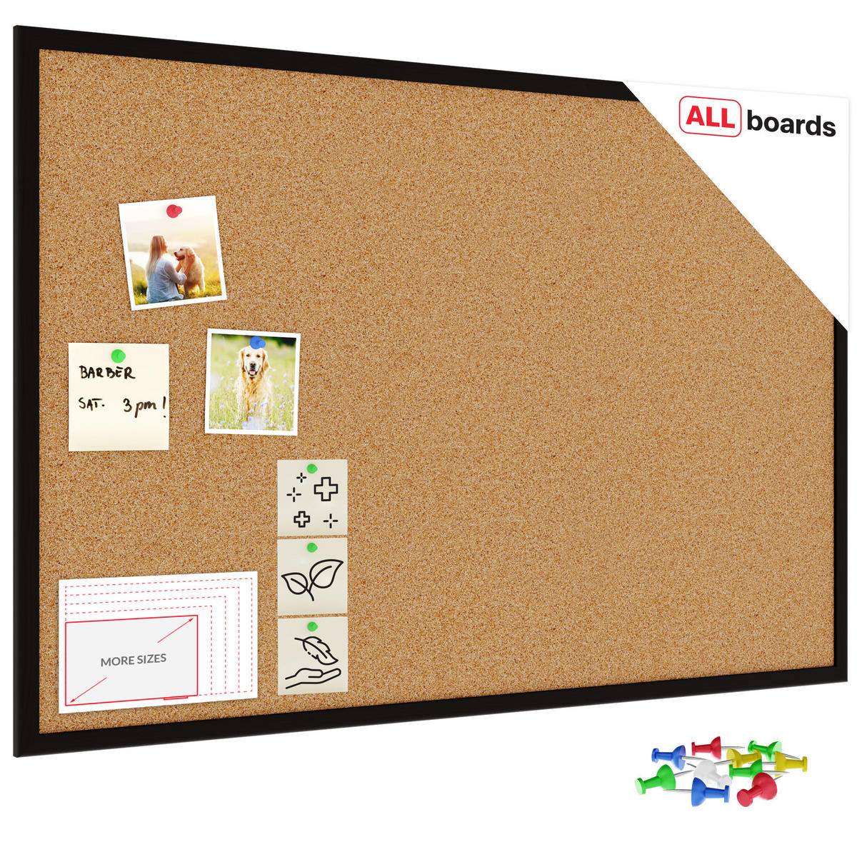 PINNWAND mit schwarzem Naturholzrahmen 90x60cm - Schwarz, Holz (90/60/1.5cm) - ALLboards