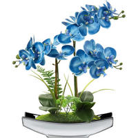 KUNSTBLUMEN Orchidee Phalaenopsis 38 cm Blau Silberfarben - Blau, Kunststoff (37.9cm)