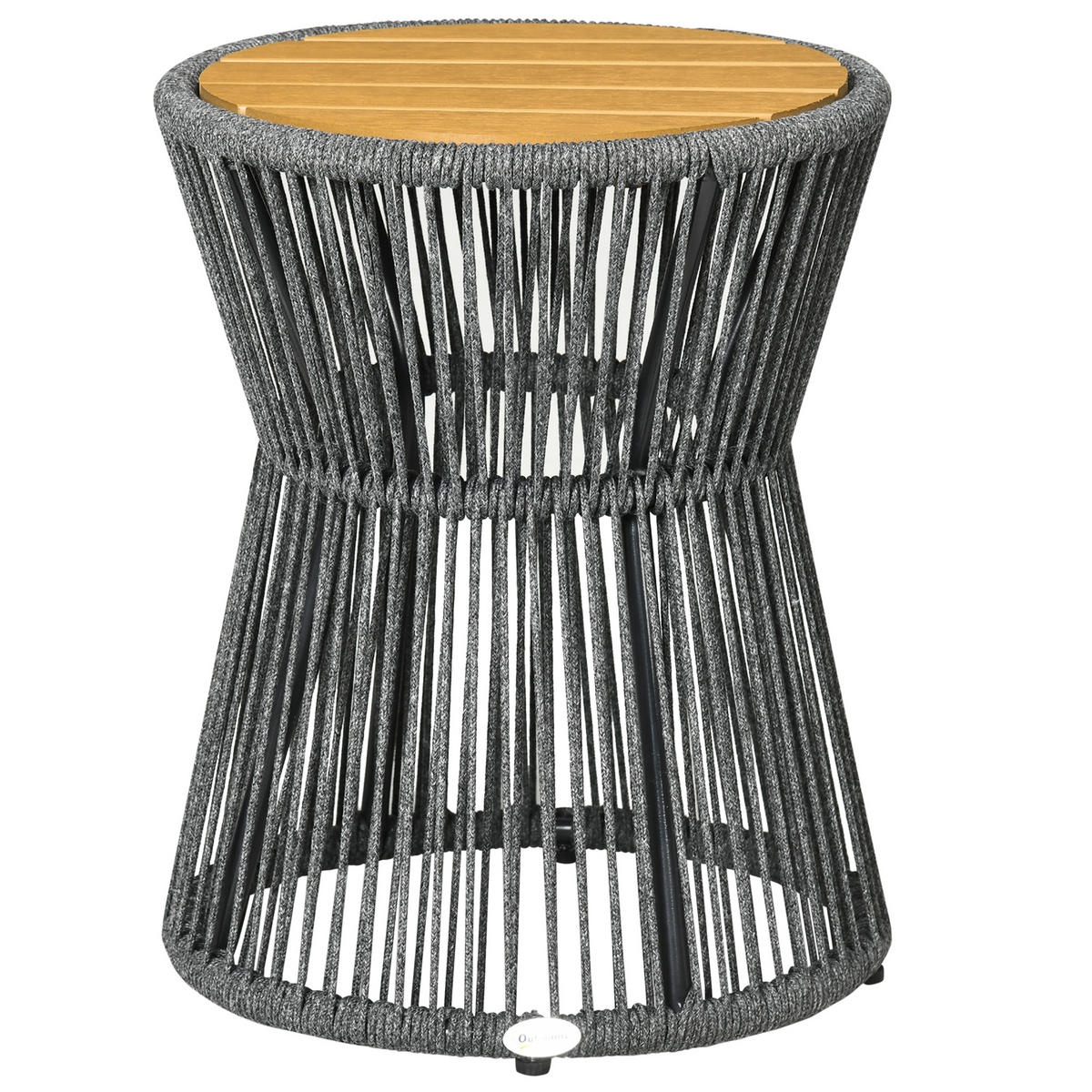 BEISTELLTISCH DE-06792 im Boho-Stil Schwarz/Natur - Dunkelgrau/Naturfarben, Kunststoff/Metall (39/39/49cm) - ComfortXL