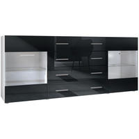 SIDEBOARD Carlos Schwarz Hochglanz - Schwarz Hochglanz, Holzwerkstoff (166/72/35cm) - Vladon