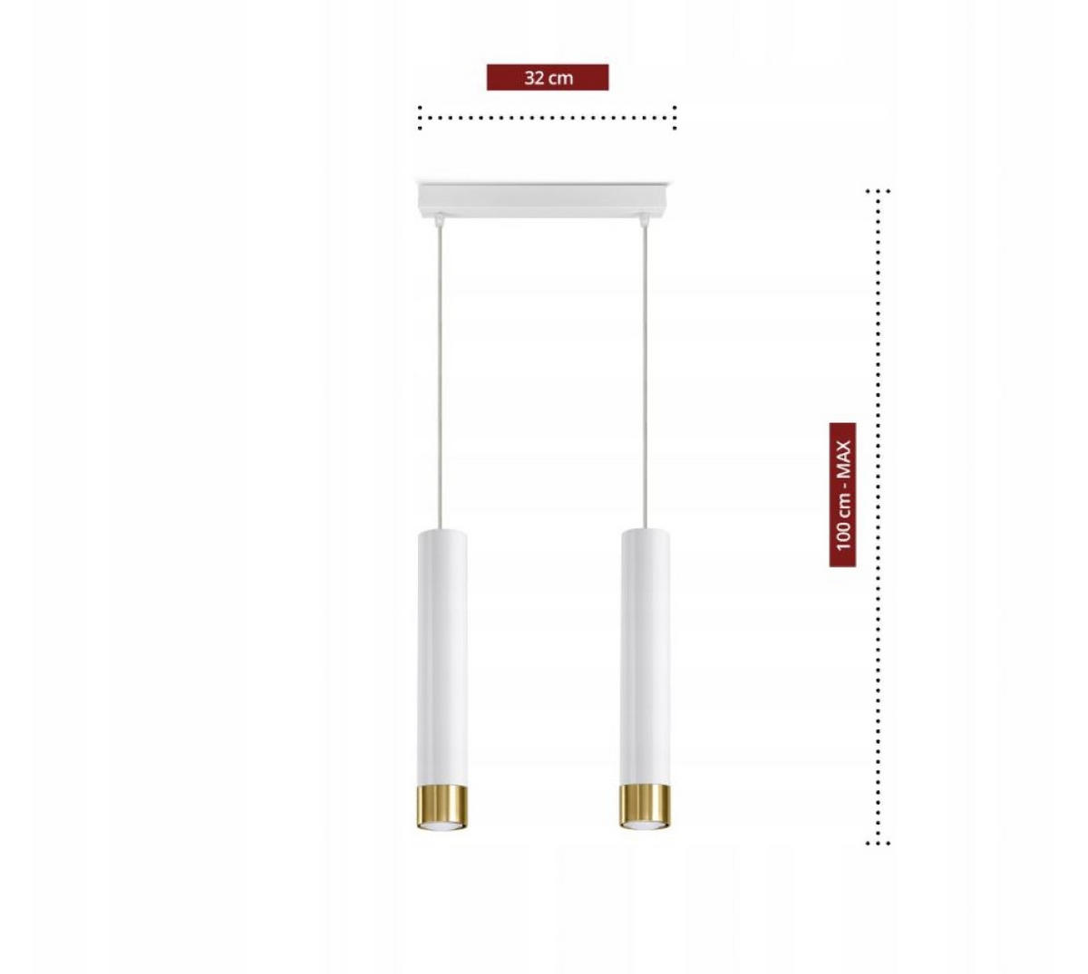 PENDELLEUCHTE Mialno Tube - Goldfarben/Weiß, Metall (8/32/100cm) - kiki design