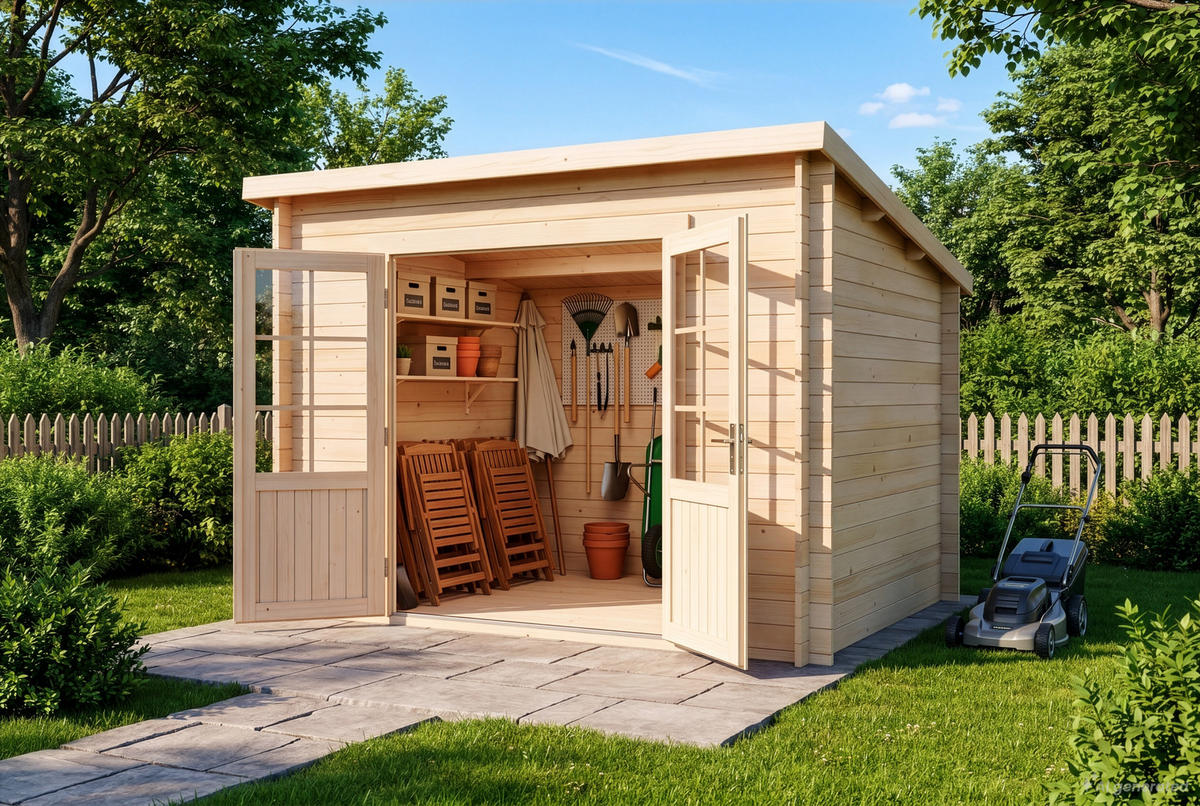 GARTENHAUS Holz Maria - Naturfarben, Holz (300/228/272cm) - Alpholz
