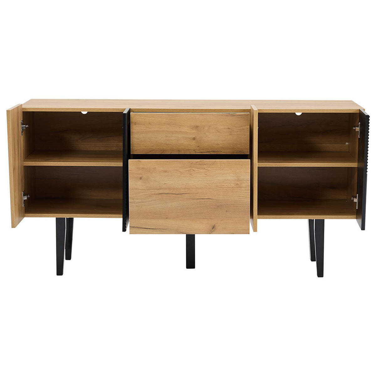 SIDEBOARD mit Massivholzbeinen，Farbe Eiche - Alteiche, Holz (40/70/140cm) - KOMHTOM