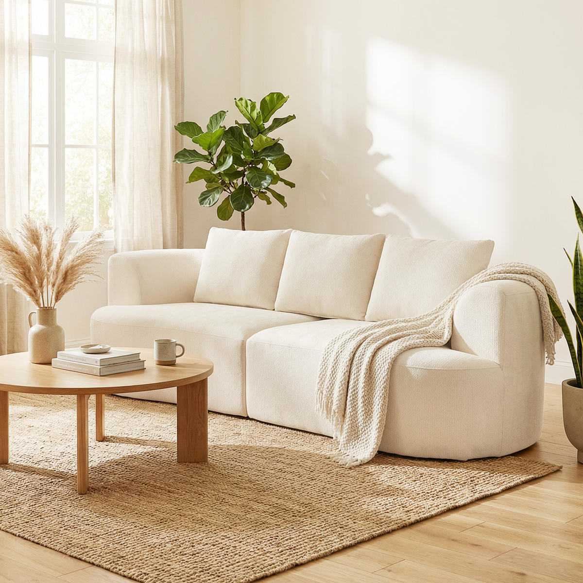 3-SITZER-SOFA Polyester Cremeweiß - Creme, Textil (106/82/260cm) - HOMCOM