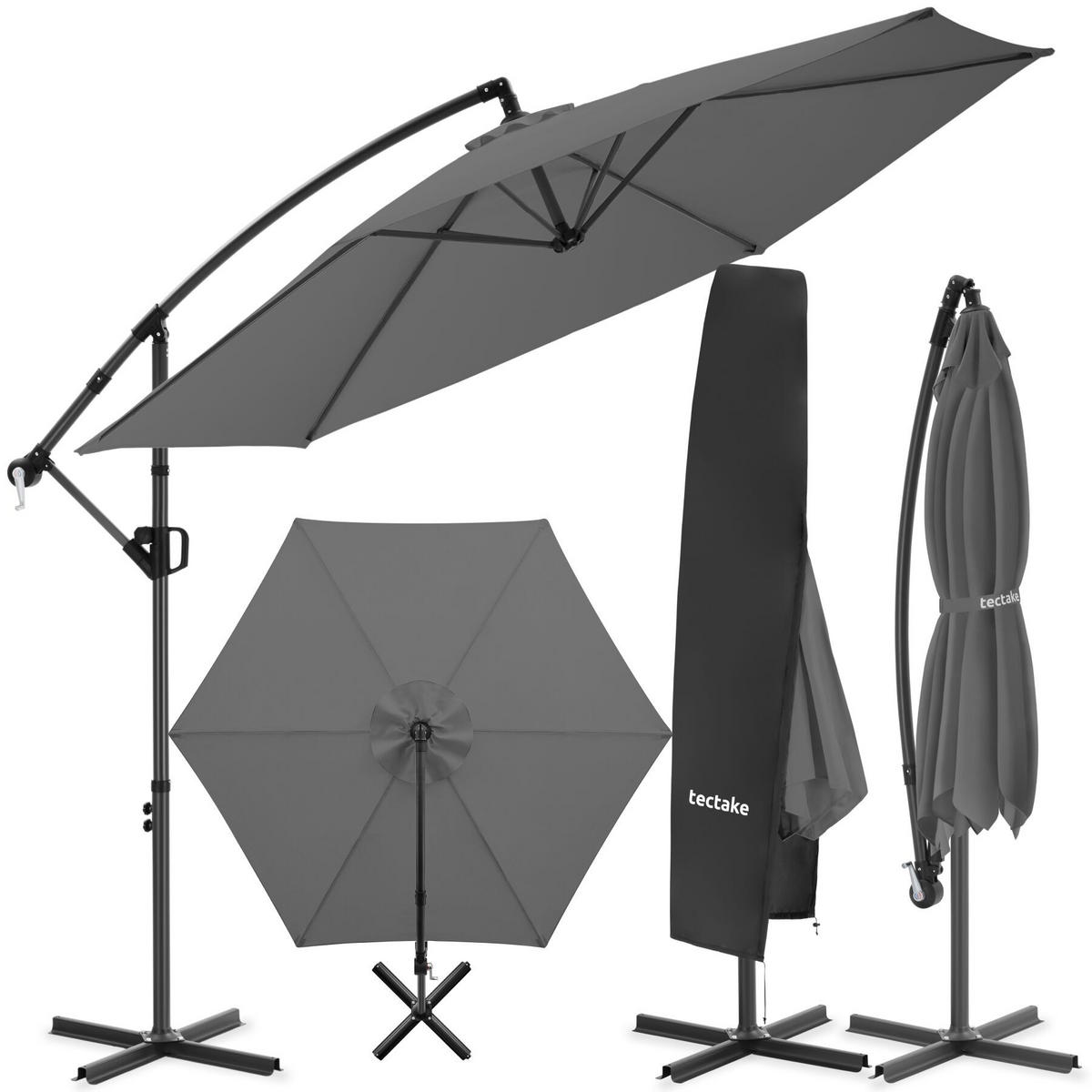 AMPELSCHIRM Artemis, inkl. Schutzhülle, grau - Grau, Metall (300/300cm) - tectake
