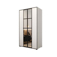 DREHTÜRENSCHRANK MODENA 120, 4-türig Kleiderschrank mit 2 Spiegel, Moderne Garderobe, Schrank in Größe: 120 x 206 x 65 cm - Schwarz/Weiß, Holzwerkstoff (120/206/65cm) - O-Sofa