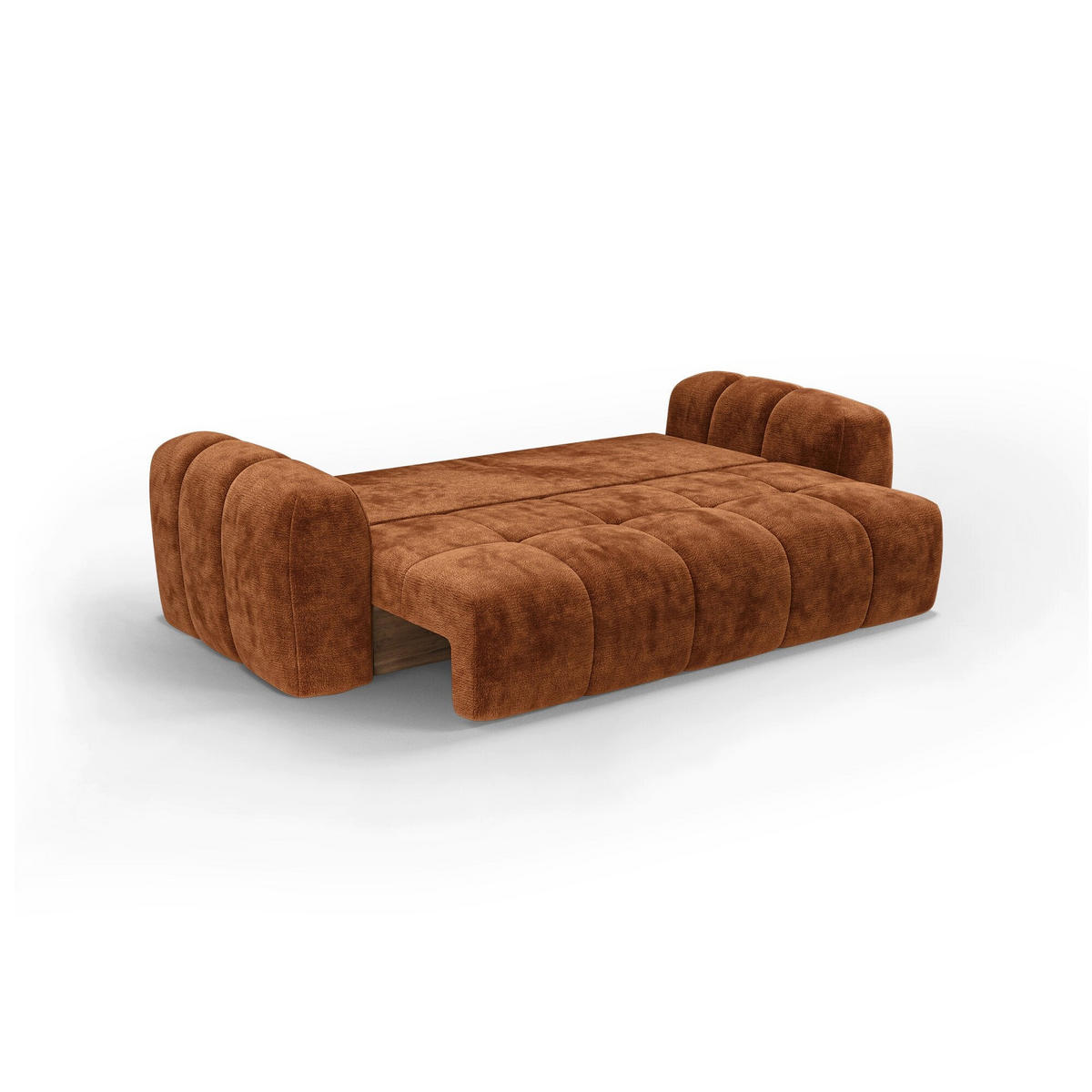 SCHLAFSOFA mit Stauraum SKY Geprägter Samt Terrakotta 260cm - Dunkelorange/Terracotta, Textil (260/75/100cm) - Premium Interiors