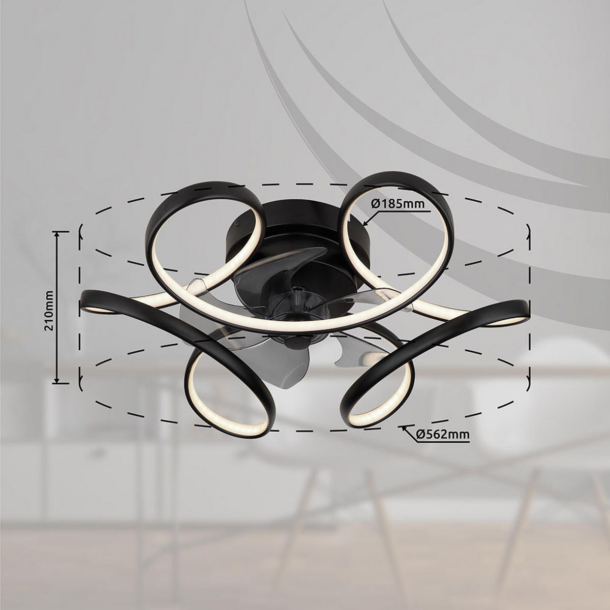 LED DECKENLEUCHTE Metall Schwarz - Schwarz, Metall (56/56/21cm) - Globo Lighting