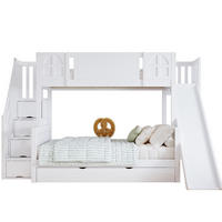 ETAGENBETT aus Kiefernholz und MDF 90x200/120x200 cm Weiß mit Stauraumtreppe und Rutsche - Weiß, Holzwerkstoff (90/200cm) - IVMEU