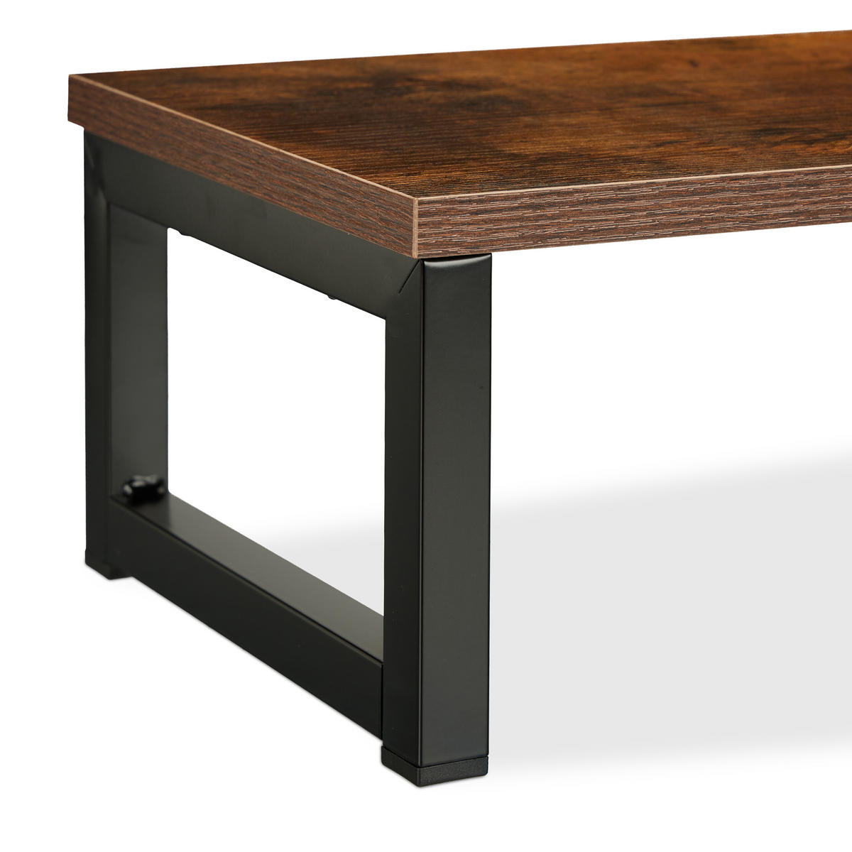 MONITORSTÄNDER Braun Schwarz Stahl MDF Industrial 15x40x23 cm - Multicolor, Holzwerkstoff/Metall (23/40/15cm) - Relaxdays