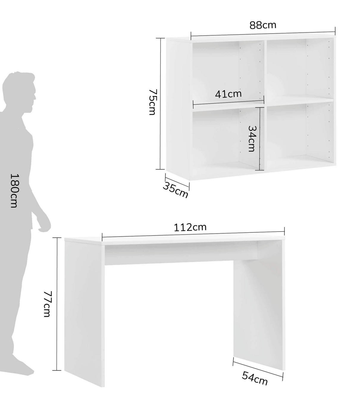 SCHREIBTISCH Der Produktive - Weiß, Holzwerkstoff (54/112/77cm) - Mokebo