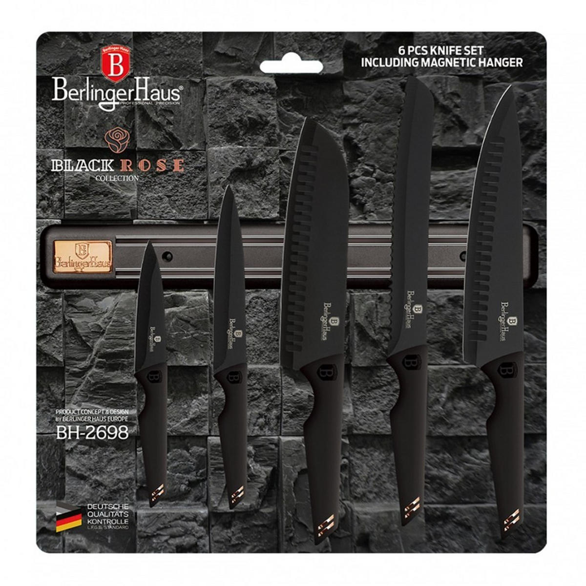 MESSERSET Schwarz 35/20/35 cm BH2698 - Schwarz, Metall - Berlinger Haus