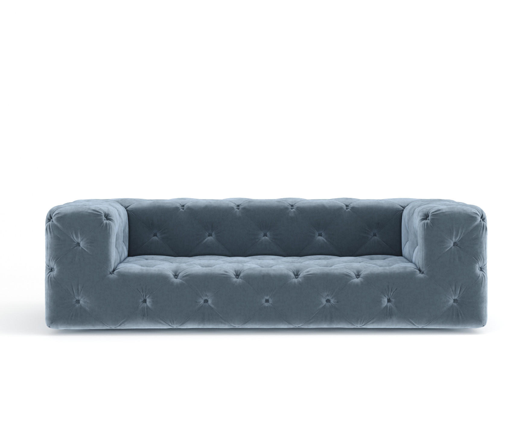 3-SITZER-SOFA Cosimo Blau Grau Samtstoff - Blaugrau/Schwarz, Holz/Holzwerkstoff (230/71/100cm) - Maison de Reve