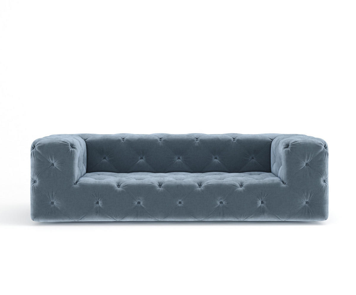 3-SITZER-SOFA Cosimo Blau Grau Samtstoff - Blaugrau/Schwarz, Holz/Holzwerkstoff (230/71/100cm) - Maison de Reve