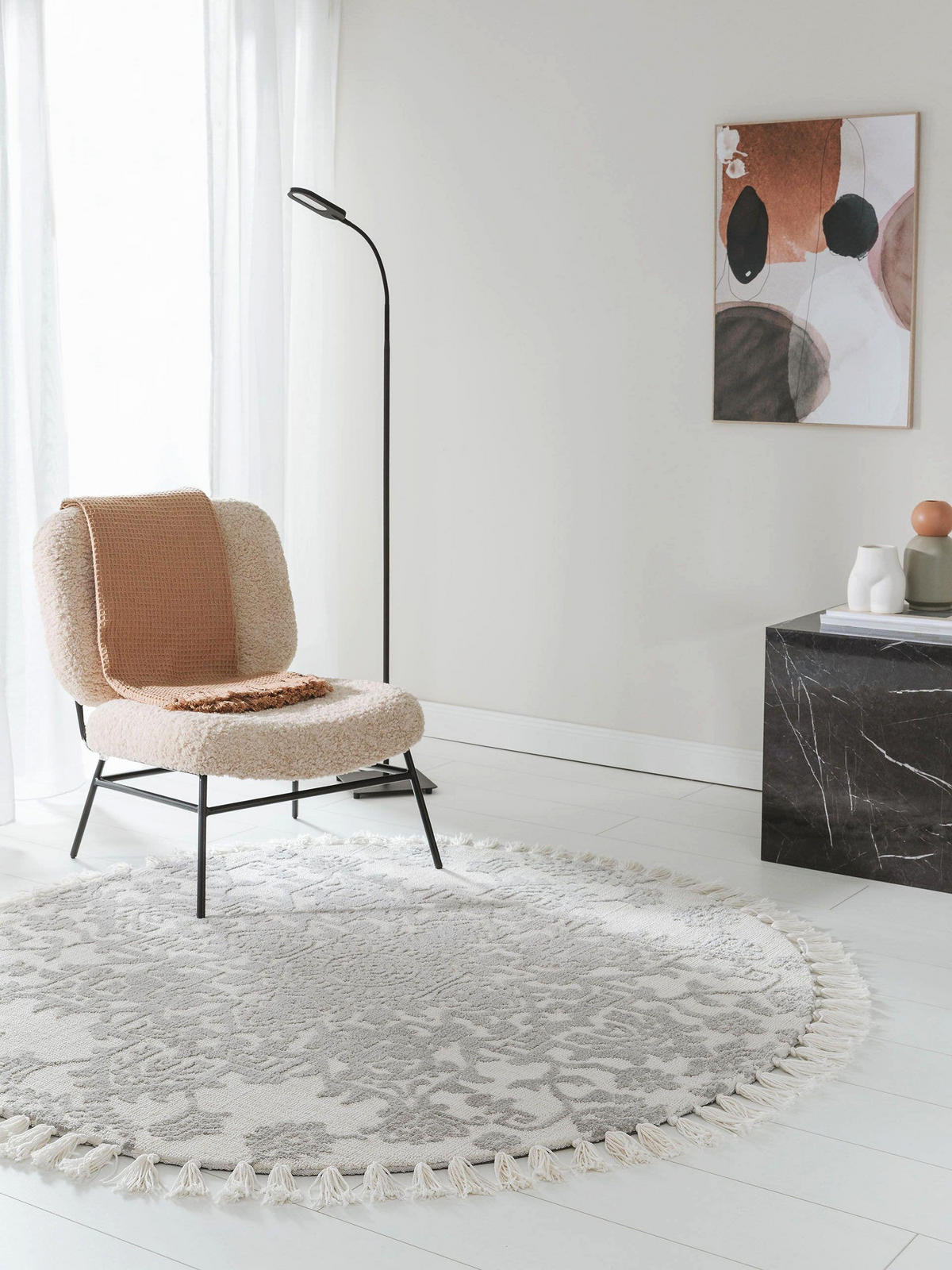 TEPPICH rund Elias Grau ø 150 cm rund - Grau, Textil (150/150cm) - benuta Nest