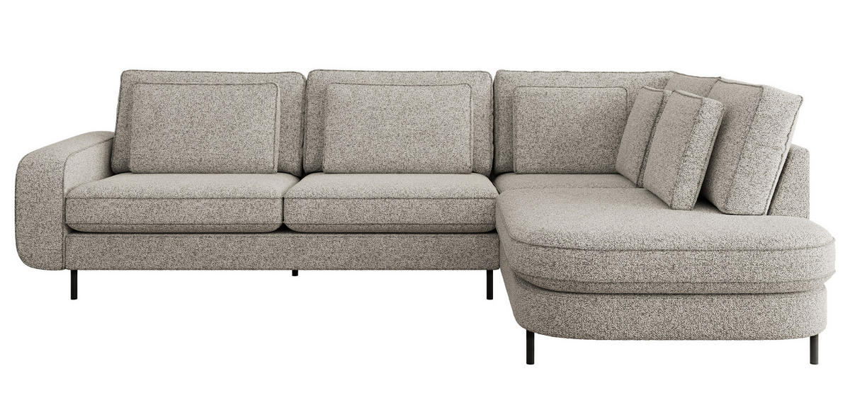 ROHOVÁ SEDAČKA CALENO L - Světle šedá Strukturovaná látka - Levá Strana - černá/světle šedá, kov/textil (317/225cm) - MKS