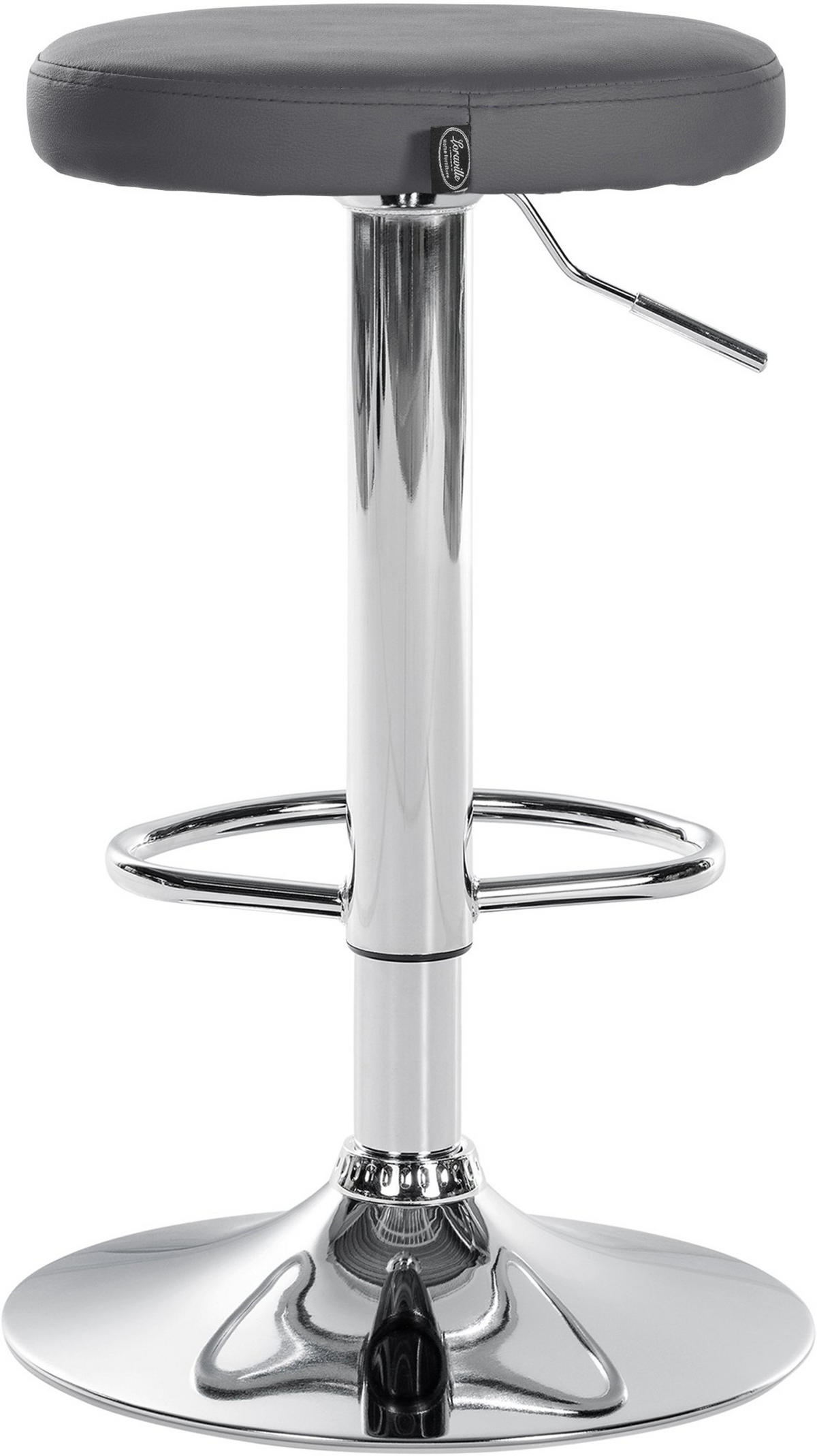 BARHOCKER 2er Set Pontius Kunstleder chrom grau - Chromfarben/Grau, Kunststoff/Metall (38.5/81/38.5cm) - TPFLiving