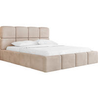POLSTERBETT Tivio mit Bettkasten, Beige Samt 200x200 cm - Ecru/Beige, Holz/Holzwerkstoff (200/200cm) - WFL GROUP