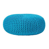 STRICK-POUF türkis, Bodenkissen rund 70/70/23 cm - Türkis, Textil (70/23/70cm) - Homescapes
