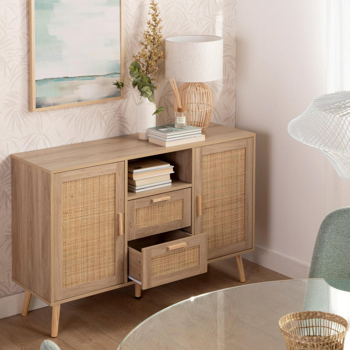 ANRICHTE NIEDRIGE Tahiti Natürlich 120 cm x 79 cm - Naturfarben, Holzwerkstoff (120/79/40cm) - Klast Home