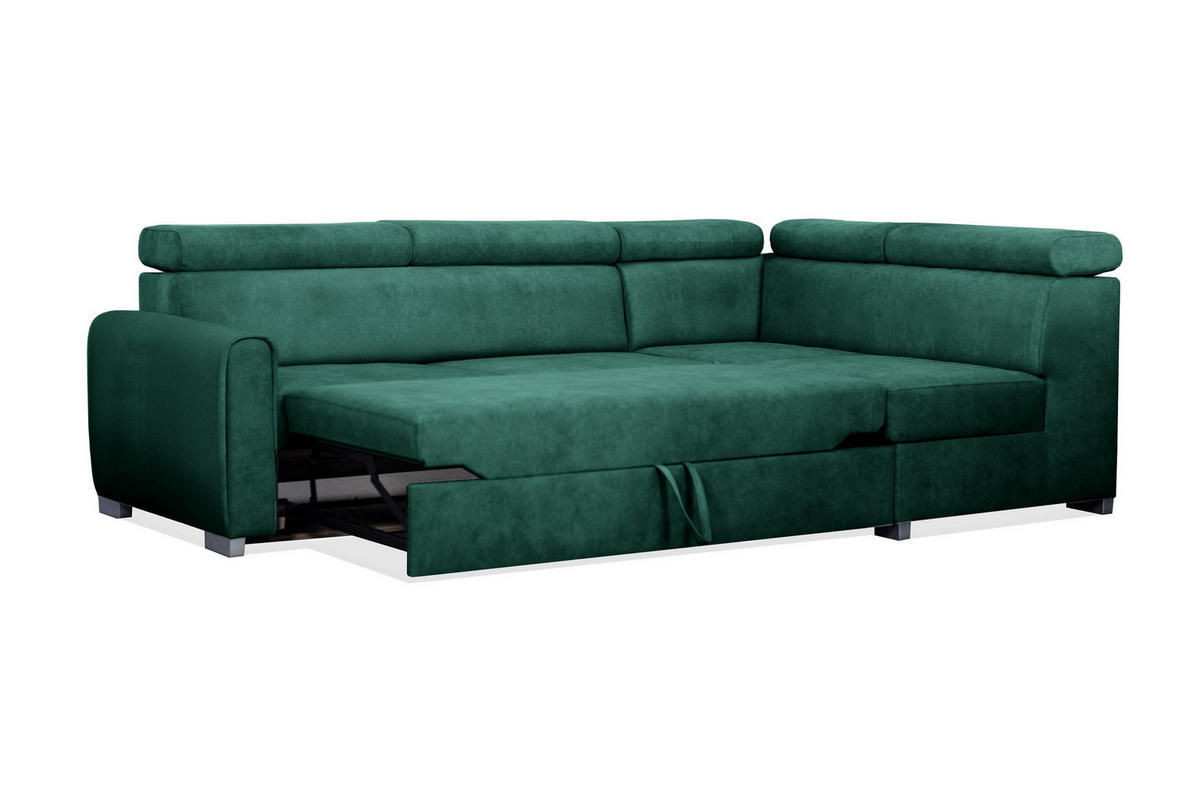 ECKSOFA Covo Grün, mit Schlaffunktion, rechte seite - Grün, Holzwerkstoff (253/156cm) - Bettso