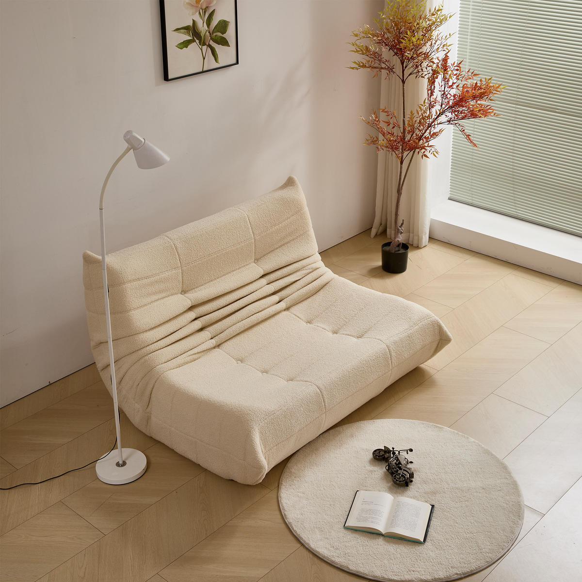 SOFA 149/114/82 cm in Beige mit Teddyvelours und hohem Sitzkomfort - Beige, Textil (120/82/149cm) - OKMYHOME