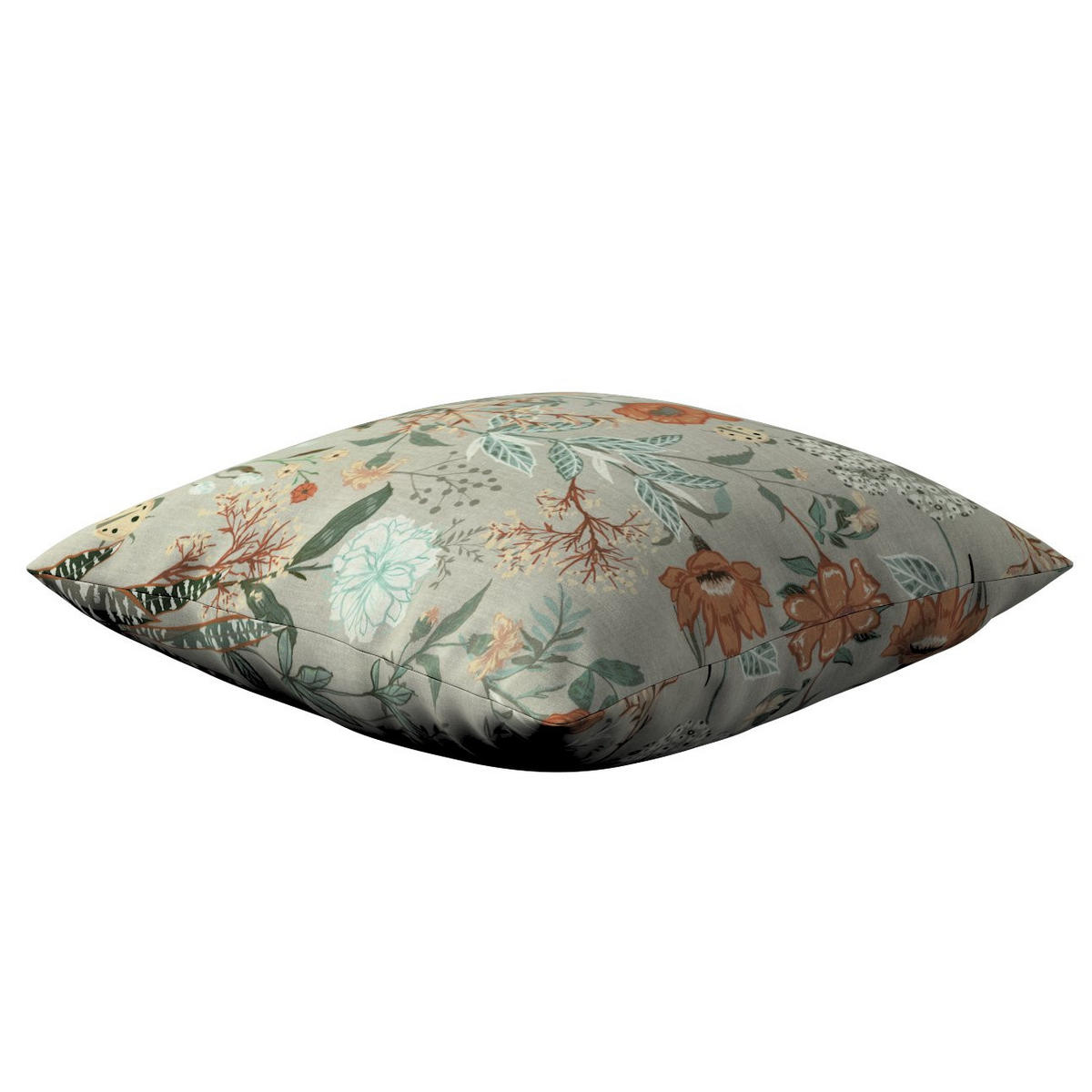 KISSENHÜLLE FLOWERS grau und rosa, 43x43cm - Rosa, Textil (43/43cm) - Dekoria