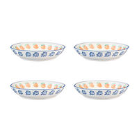 TIEFER Teller Napoli Ø21,5cm - 4er-Set - Zitrusfrucht - Weiß, Keramik (21.5cm) - Björn
