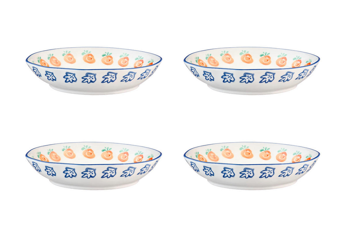 TIEFER Teller Napoli Ø21,5cm - 4er-Set - Zitrusfrucht - Weiß, Keramik (21.5cm) - Björn