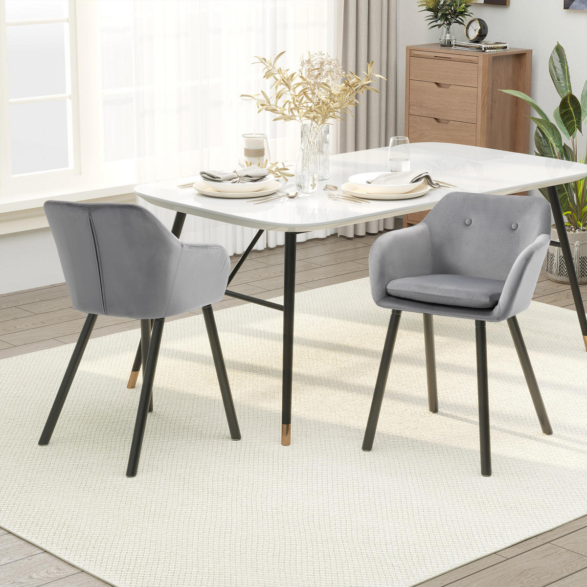 ESSZIMERSTUHLE Metallstruktur, Holzbeine, Grau, 120 kg belastbar - Grau, Textil (56/74/54cm) - HOMCOM