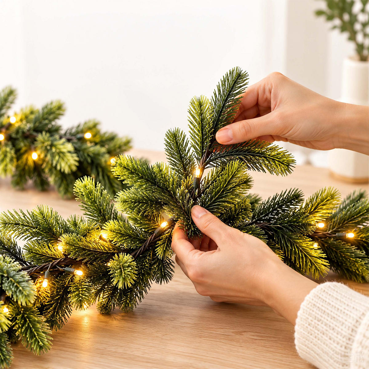 GIRLANDA Zelená LED časovač 5 m - tmavě zelená, plast (20cm) - Relaxdays