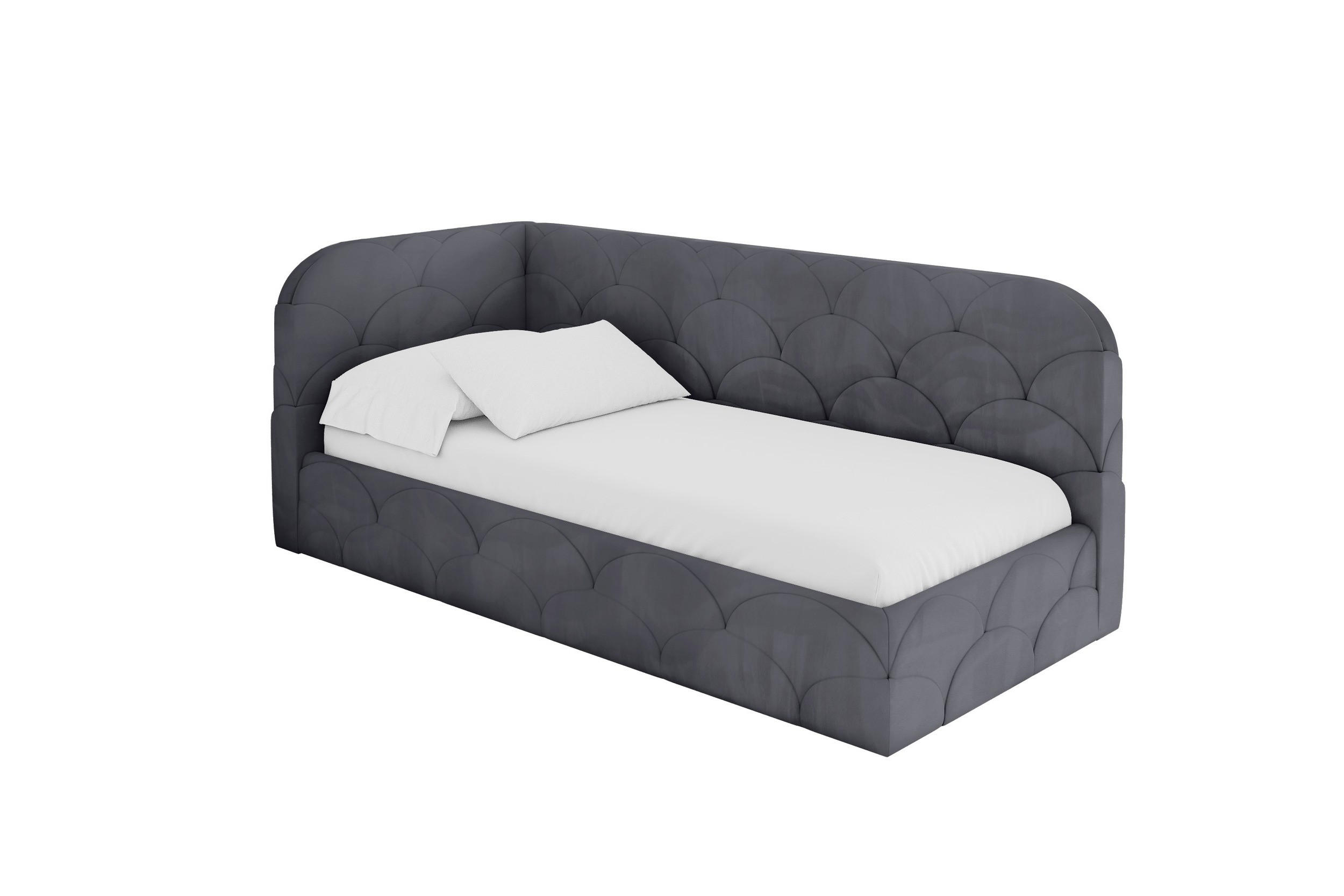EINZELLBETT Jugendbett mit Bettkasten, Rechts - ELRY 100x200 Dunkelgrau - Titanfarben, Holzwerkstoff/Textil (100/200cm) - ALTDECOR