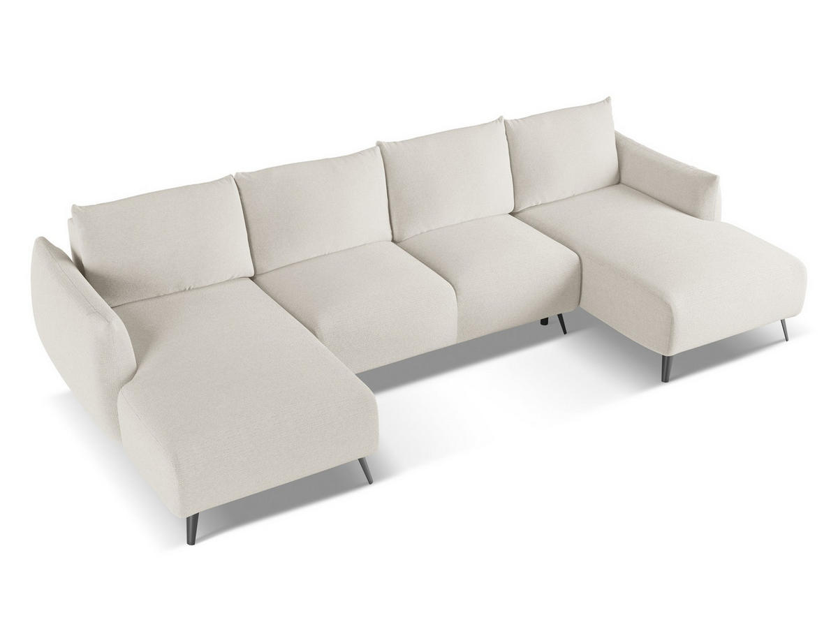 WOHNLANDSCHAFT Chenille Stoff Grau - Silberfarben/Schwarz, Textil/Metall (317/86/162cm) - Makamii