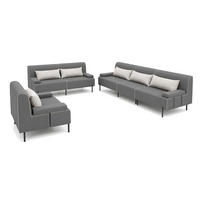 GARTENMÖBEL Set 2 x Sofa und Sessel, BORNEO, UV-beständig, Solide Konstruktion, HR-Schaumfüllung, Wetterfeste Bezugstoff, Grau - Grau, Holz - Trada