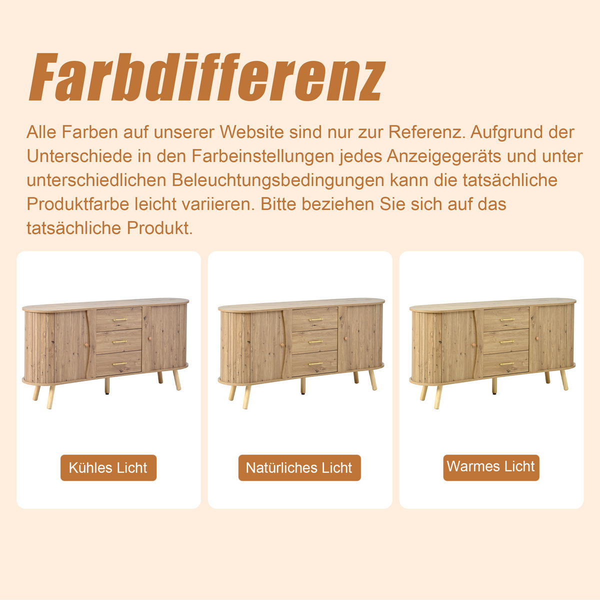 SIDEBOARD Holzoptik Schiebetüren Schubladen Skandi modern - Naturfarben, Holzwerkstoff (36.5/75/150cm) - FLIEKS