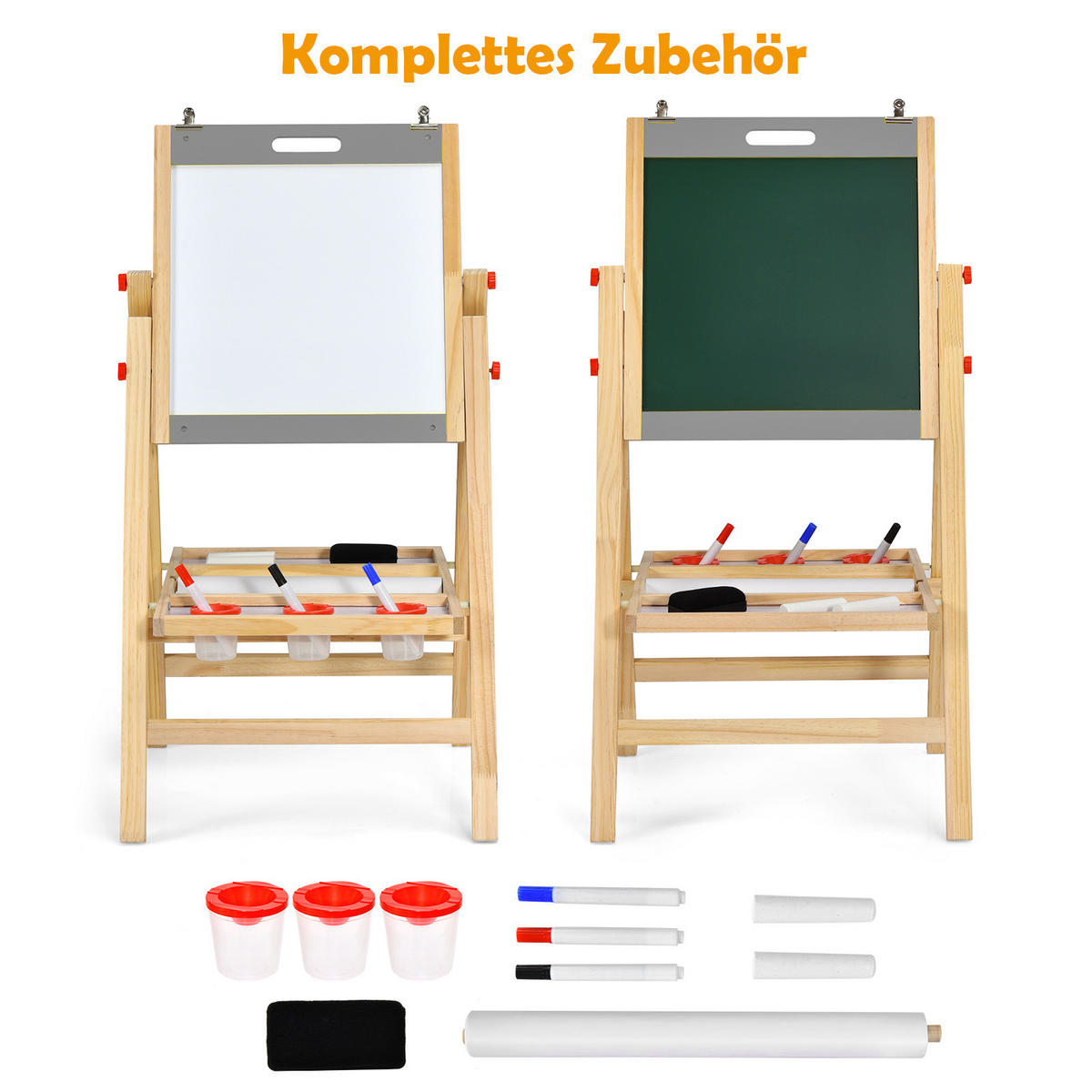 KINDERSTAFFELEI Grau - Grau, Holz (50.5/104/53.5cm) - COSTWAY