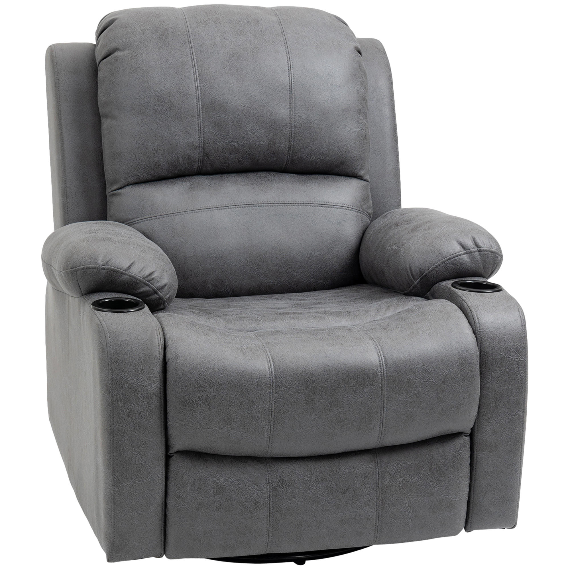 RELAXSESSEL Fernsehsessel mit Liegefunktion, Ruhesessel mit Wippfunktion, Grau - Grau, Textil (95/102/87cm) - HOMCOM