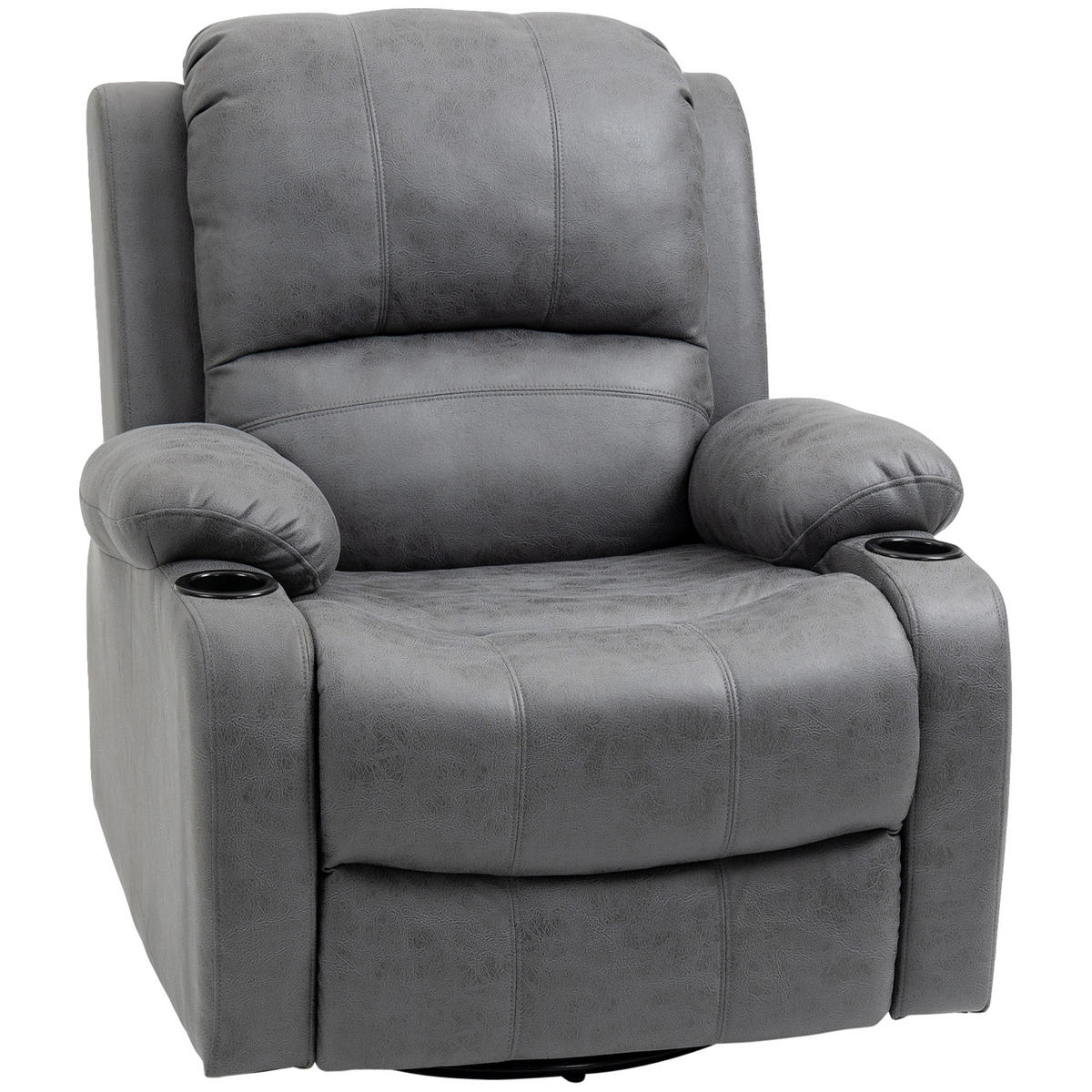 RELAXSESSEL Fernsehsessel mit Liegefunktion, Ruhesessel mit Wippfunktion, Grau - Grau, Textil (95/102/87cm) - HOMCOM