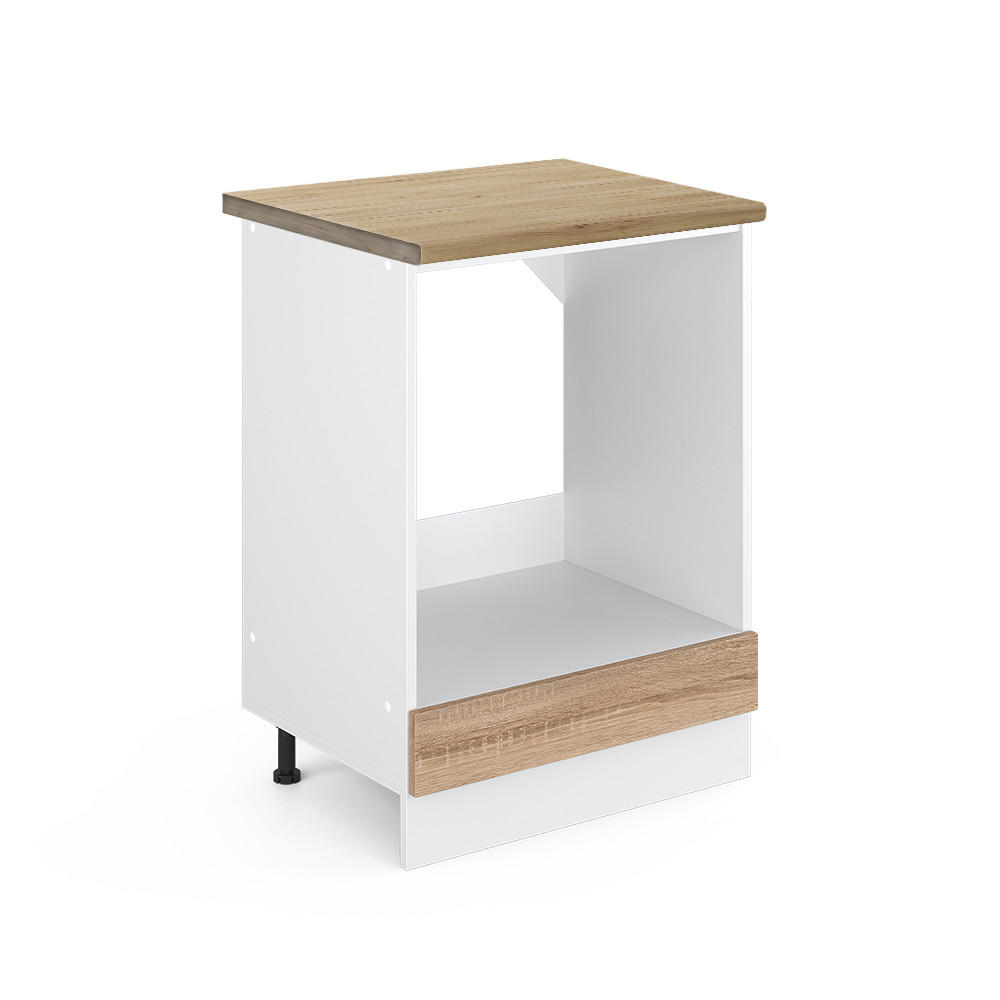 HERDUMBAUSCHRANK R-Line Sonoma 60 cm, AP Eiche - Weiß/Sonoma Eiche, Holzwerkstoff (60/81.6/60cm) - Vicco
