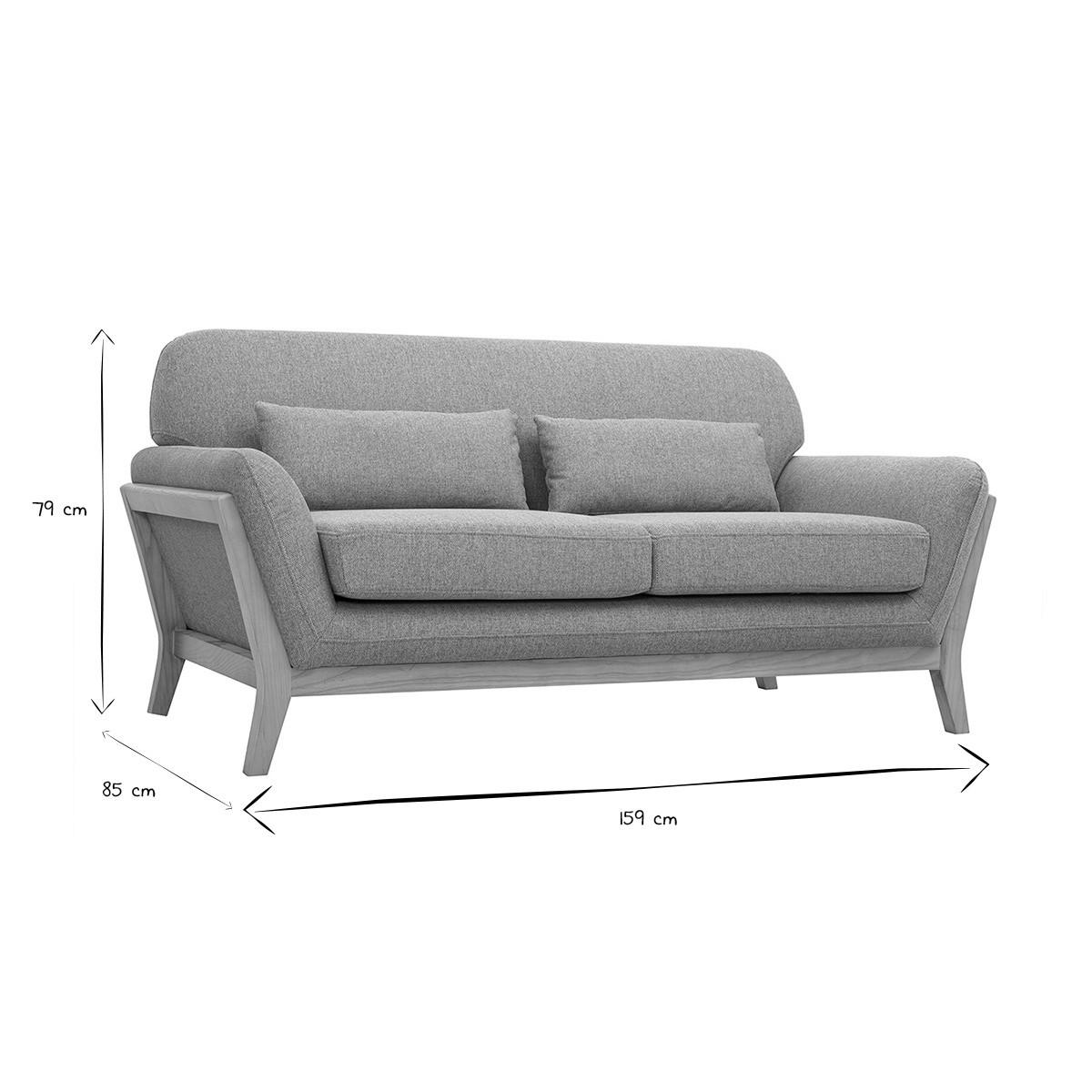 SOFA Skandinavisch 2 Pl?tze Grau Holzbeine YOKO - Grau, Textil (83.5/78.5/160cm) - Miliboo