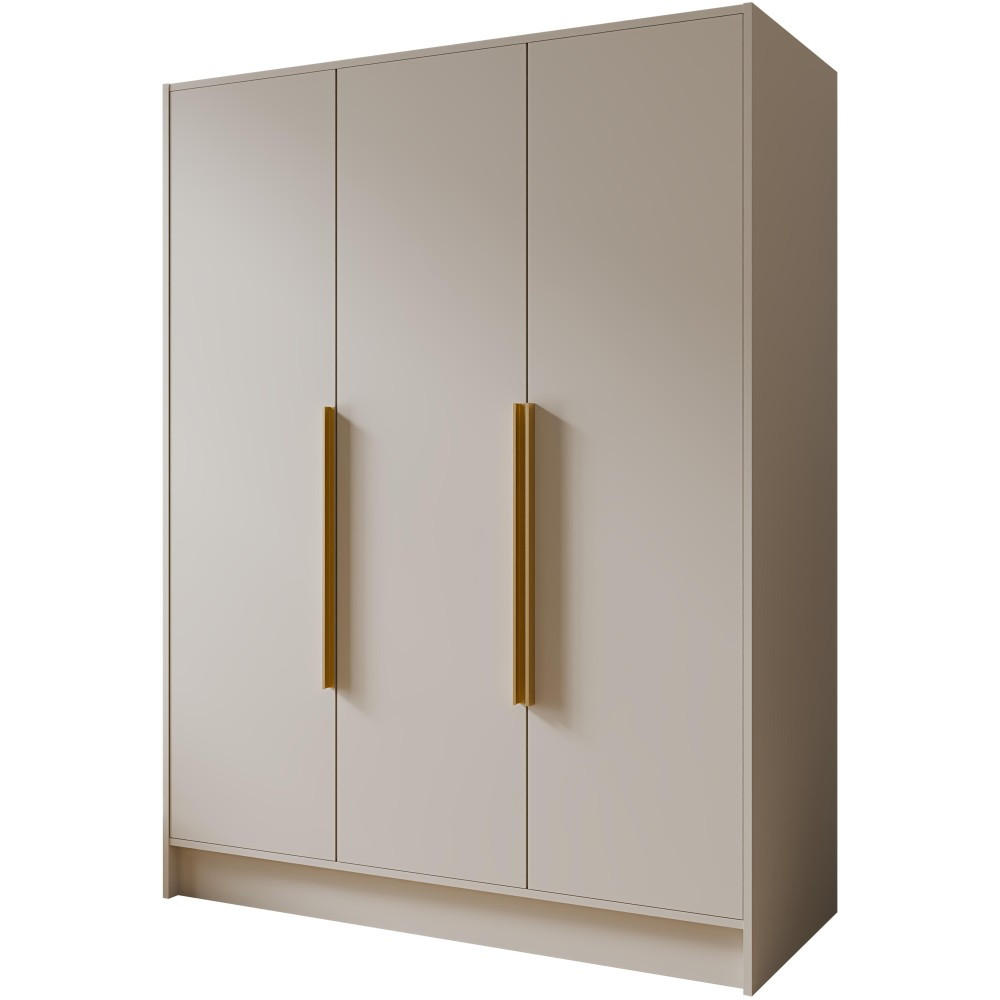 DREHTÜRENSCHRANK Pavia ohne Spiegel, Kaschmir mit goldenen Griffen, 150 cm - Kaschmir/Goldfarben, Holzwerkstoff (150/200/51cm) - Beautysofa