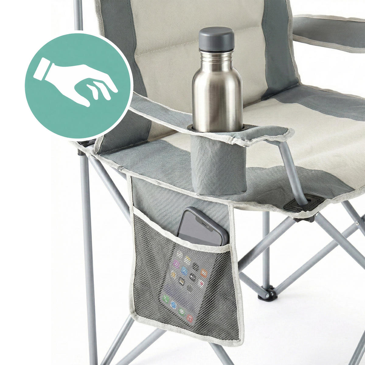 CAMPINGSTUHL Grau klappbar - Multicolor, Kunststoff/Textil (86/108/61cm) - Relaxdays