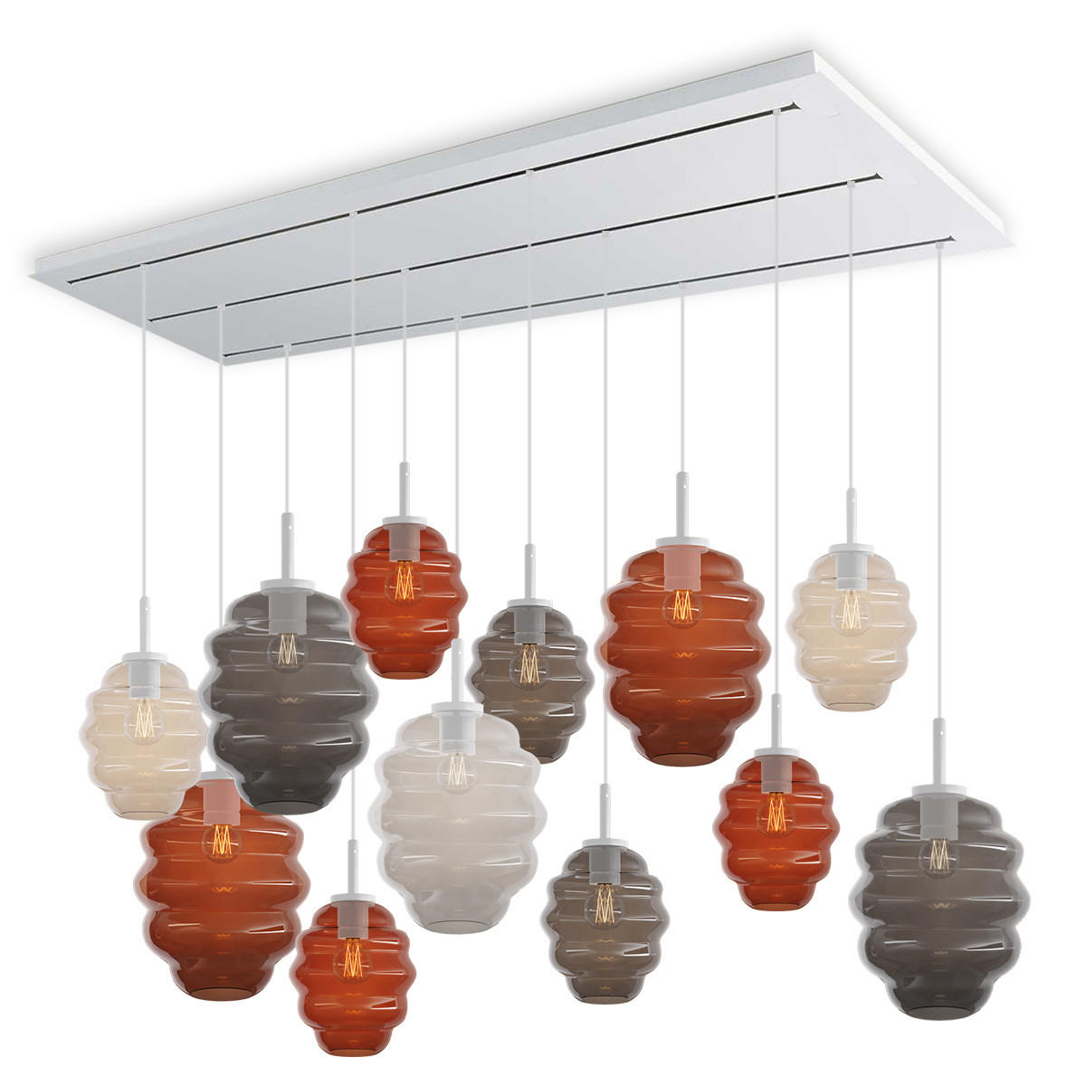 HÄNGELEUCHTE Echos 12-flammig Mehrfarbig Ø 18/25cm - Multicolor/Weiß, Glas (18/18/20cm) - s.luce
