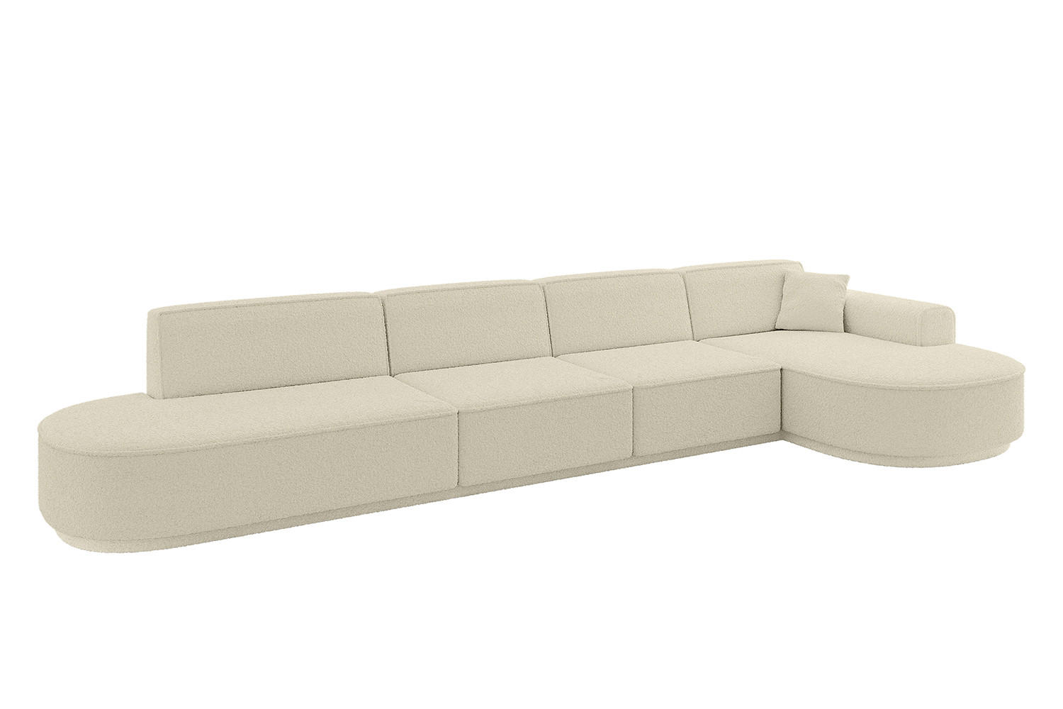 ECKSOFA Ottomane Rechts MARI-L3 - 402x163x81 cm Beige Bouclé - Beige/Schwarz, Holzwerkstoff/Kunststoff (402/163cm) - ALTDECOR