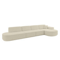 ECKSOFA Ottomane Rechts MARI-L3 - 402x163x81 cm Beige Bouclé - Beige/Schwarz, Holzwerkstoff/Kunststoff (402/163cm) - ALTDECOR