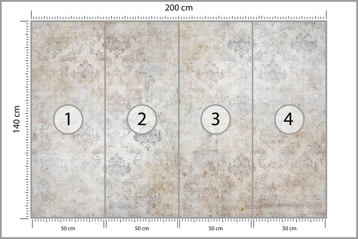 FOTOTAPETE für Schlafzimmer Vintage Ornamente Dekorativ 200x140 - Beige/Braun, Papier (200/140cm) - Muralo