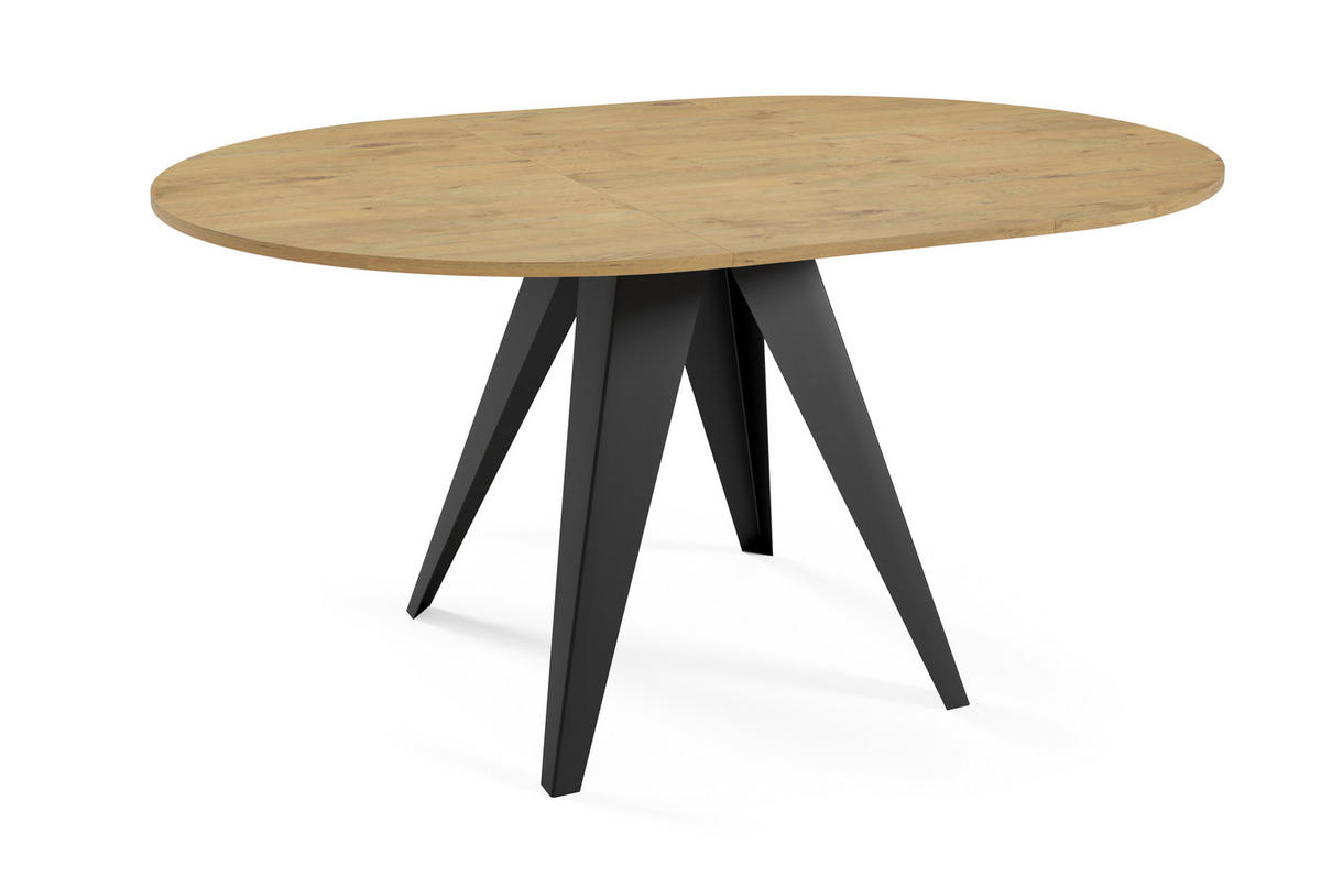ESSTISCH Gerda - Eichefarben/Schwarz, Holzwerkstoff/Metall (90/90/76cm) - Meblini