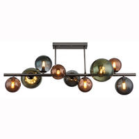 LED DECKENLEUCHTE Glaskugeln grau/petrol/grün/bronze - Multicolor, Glas (87/30/38cm) - Globo Lighting