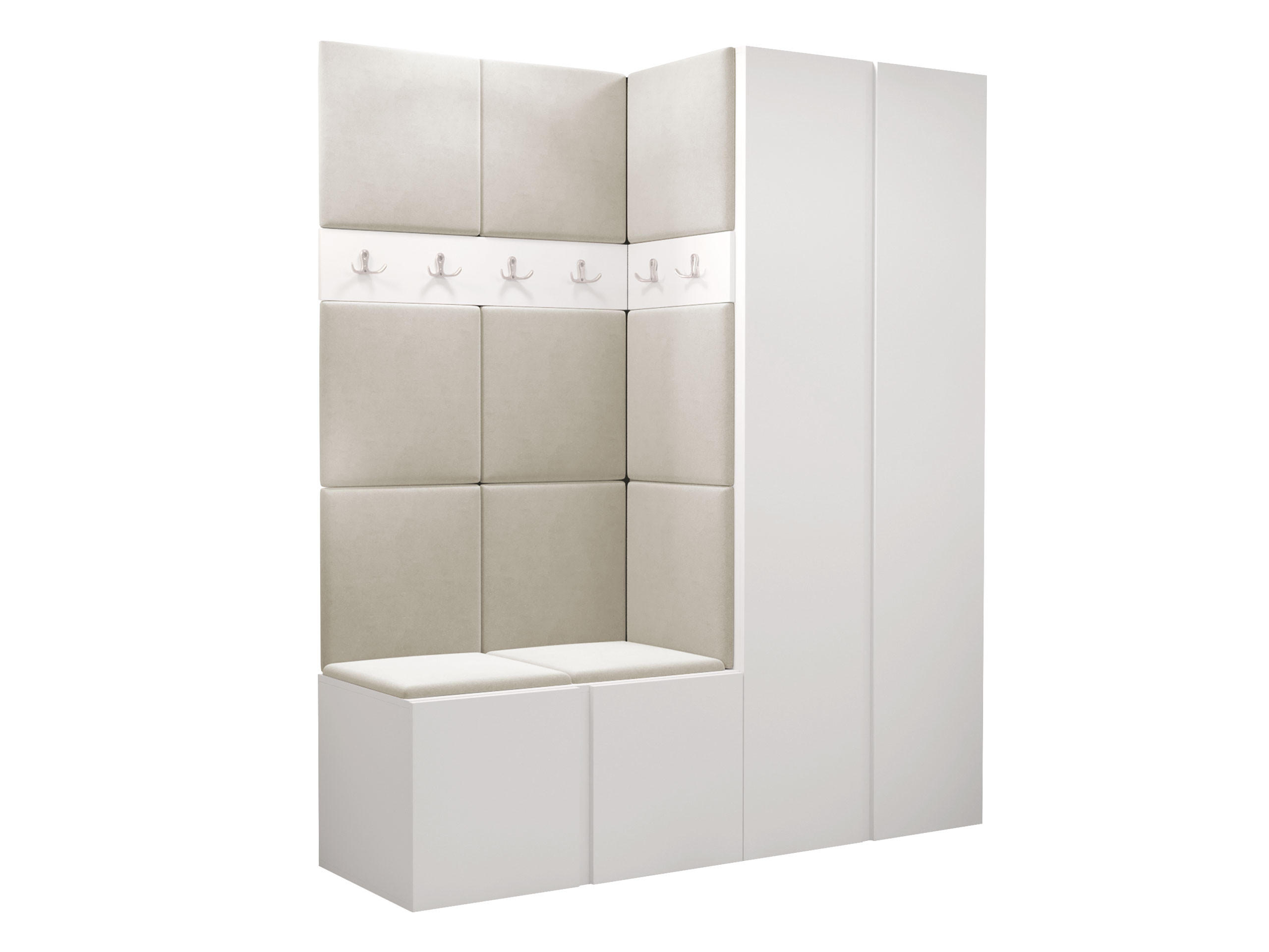 GARDEROBEN-SET Orion III - Beige/Weiß, Holzwerkstoff/Kunststoff (158/186/46cm) - MIRJAN24